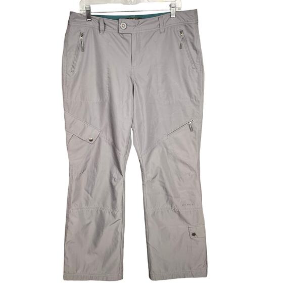 EDDIE BAUER Polar Fleece Lined Pants‎ 12  Gray Pockets Cargo Hiking Straight Leg - Picture 1 of 11